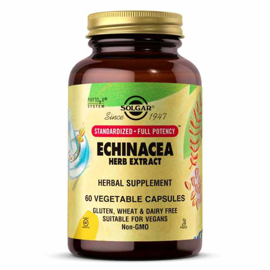 Solgar Echinacea Herb Extract Standardized Full Potency 60 Veg Capsules
