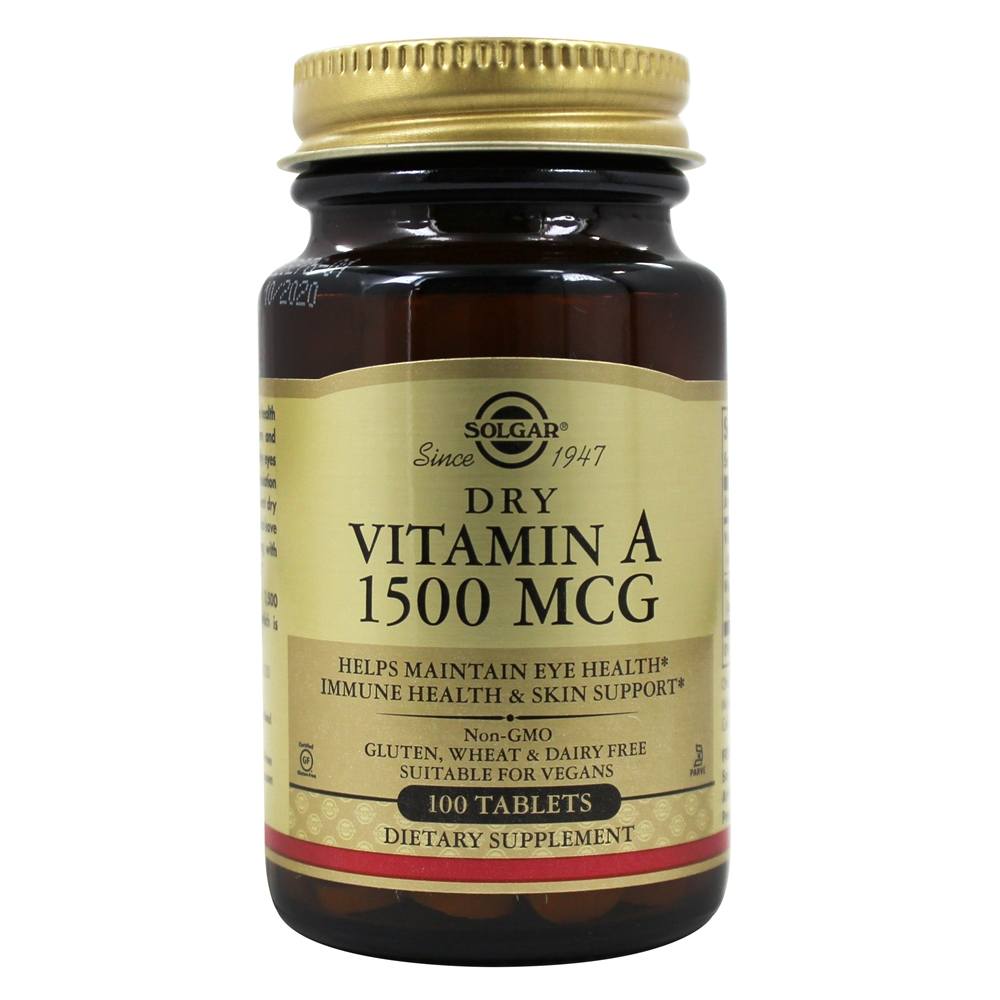 Solgar - Dry Vitamin A 1500 IU - 100 Tablets