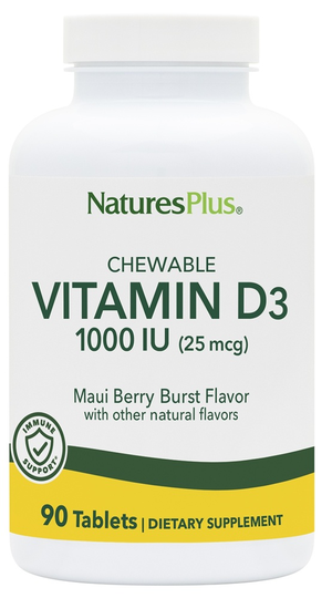Natures Plus - Adult Chewable Vitamin D3 Maui Berry Burst 1000 IU - 90 Tablets
