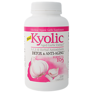 Kyolic Aged Garlic Extract - A, C, E + Antioxidants - Detox & Anti-Aging Formula 105 (200 Capsules)