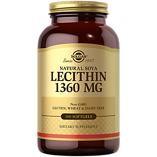 Natural Soya Lecithin - Unbleached - 1,360 MG (100 Softgels)