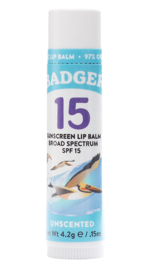 Badger - Mineral Sunscreen Lip Balm Stick Unscented 15 SPF - 4.2 Grams