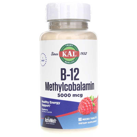 Kal B-12 5000 Mcg as Methylcobalamin ActivMelt Raspberry 90 Tablets