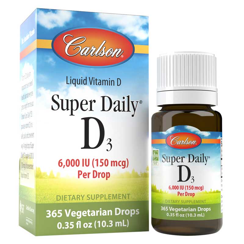 Carlson Labs Super Daily D3 6000 IU Vitamin D Liquid 365 Veg Drops