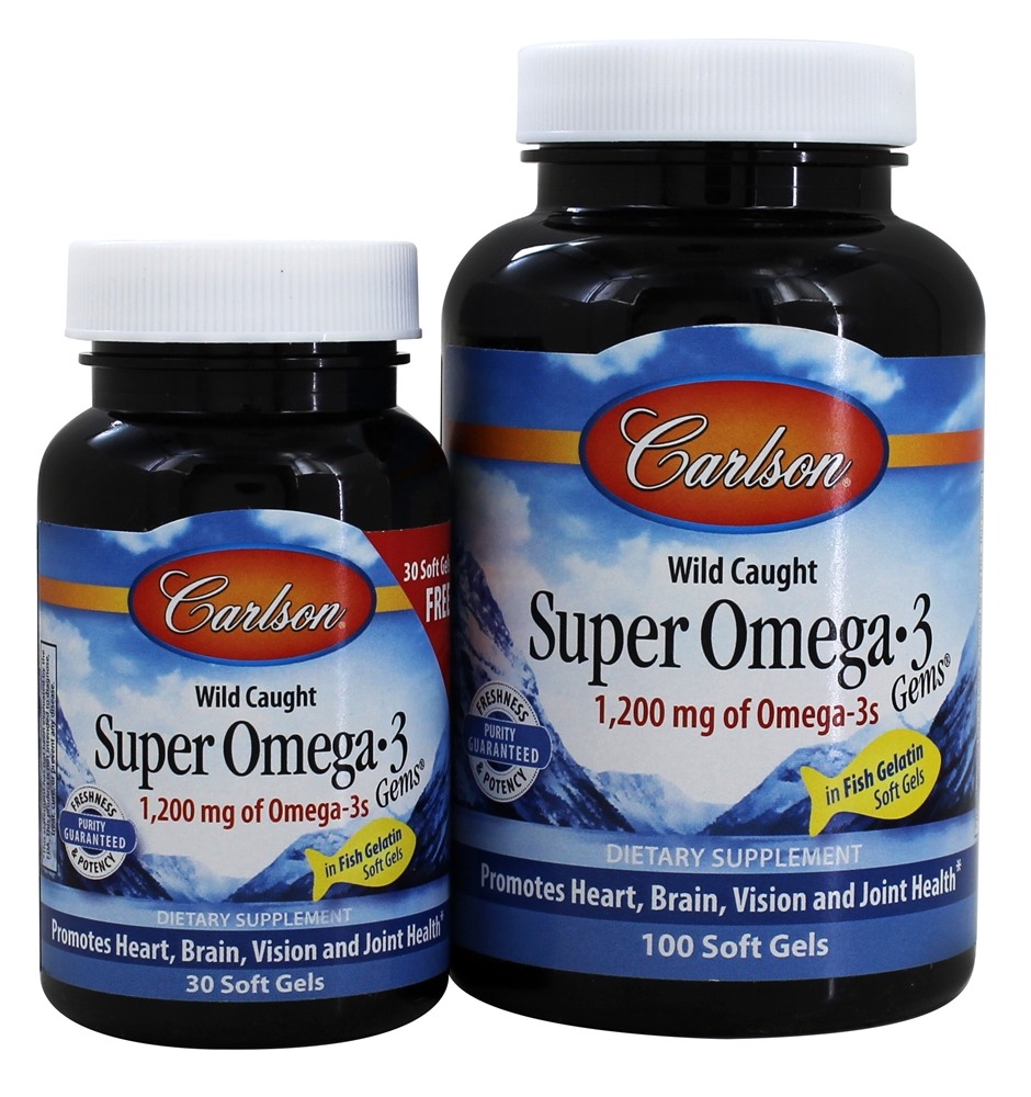 Carlson Labs - Super Omega-3 Gems in Fish Gelatin 1200 mg. - 130 Softgels