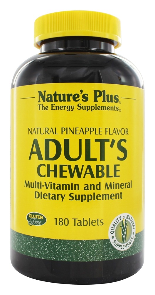 Natures Plus - Adult's Chewable Multi-Vitamin & Mineral Natural Pineapple Flavor - 180 Chewable Tablets