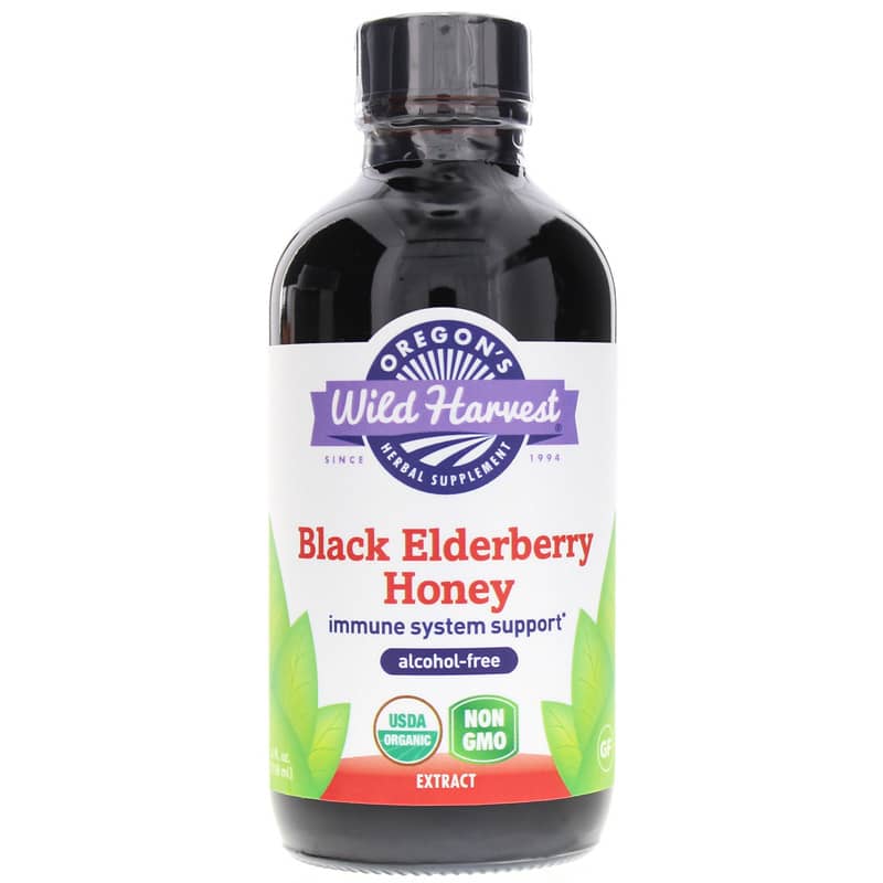 Oregons Wild Harvest Black Elderberry Honey Alcohol-Free 4 Oz