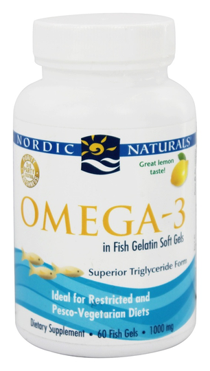 Nordic Naturals - Omega-3 in Fish Gelatin Capsules 1000 mg. - 60 Softgels