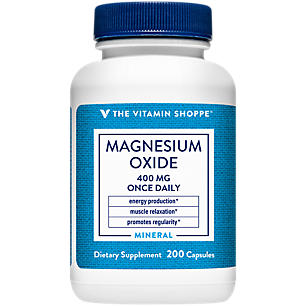 Magnesium Oxide - Promotes Energy Production, Muscle Relaxation & Regularity - 400 MG (200 Capsules)