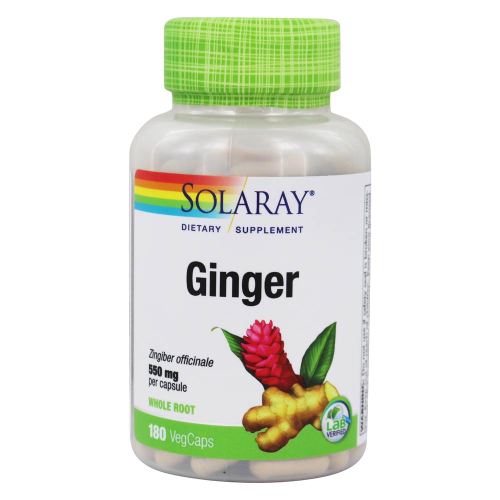 Solaray - Ginger Whole Root 550 mg. - 180 Vegetable Capsule(s)