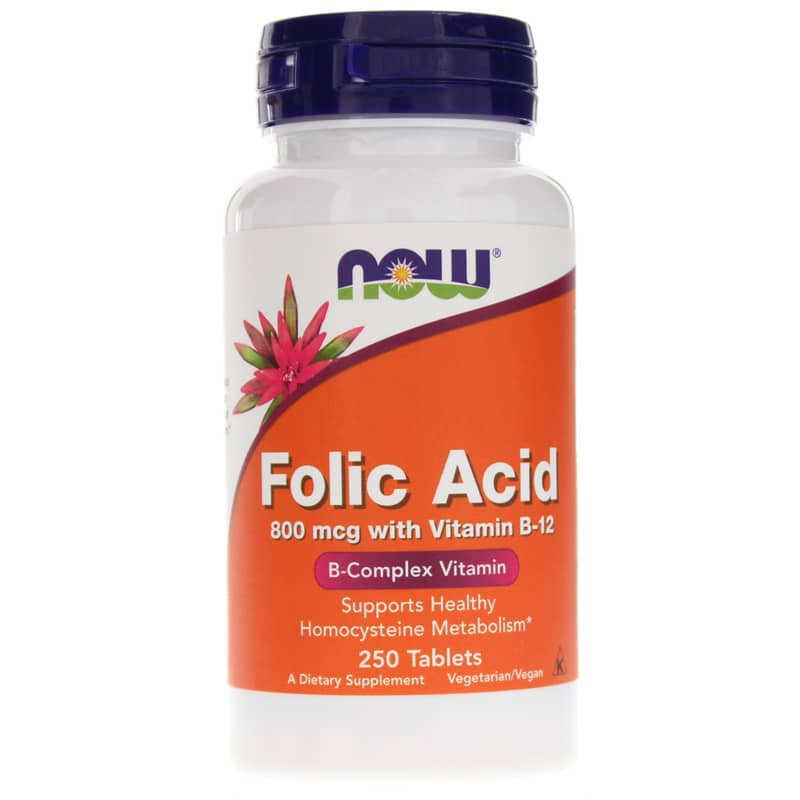 NOW Foods Folic Acid 800 Mcg with Vitamin B-12 250 Tablets