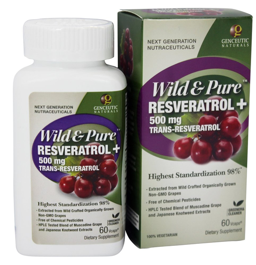 Genceutic Naturals - Wild & Pure Resveratrol 500 mg. Trans - 60 Vegetarian Capsules