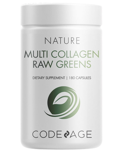 Codeage - Multi Collagen Protein Capsules Organic Greens Superfood - 180 Capsules