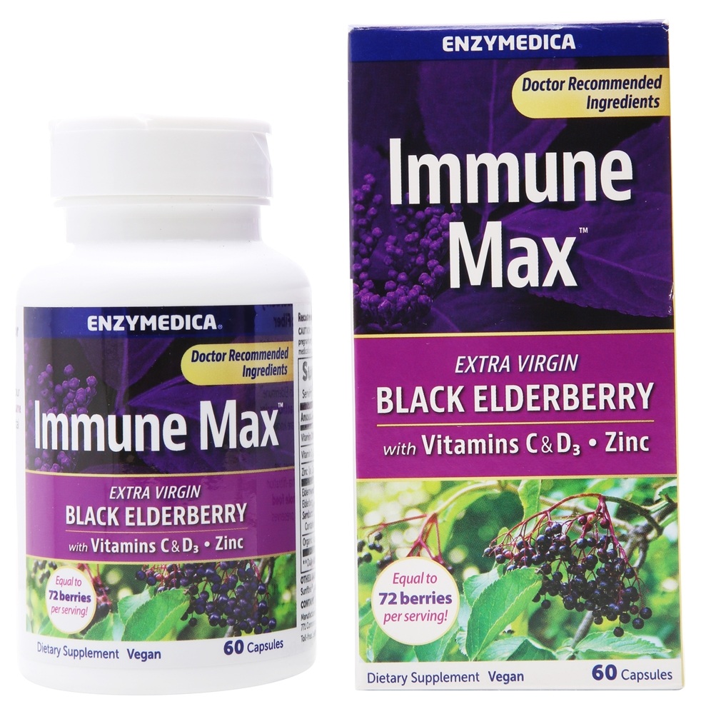 Enzymedica - Immune Max Black Elderberry Extra Virgin - 60 Capsules