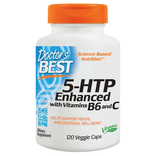 Doctor's Best - 5-HTP Enhanced with Vitamins B6 & C Mental & Emotional Well-Being - 120 Vegetarian Capsules