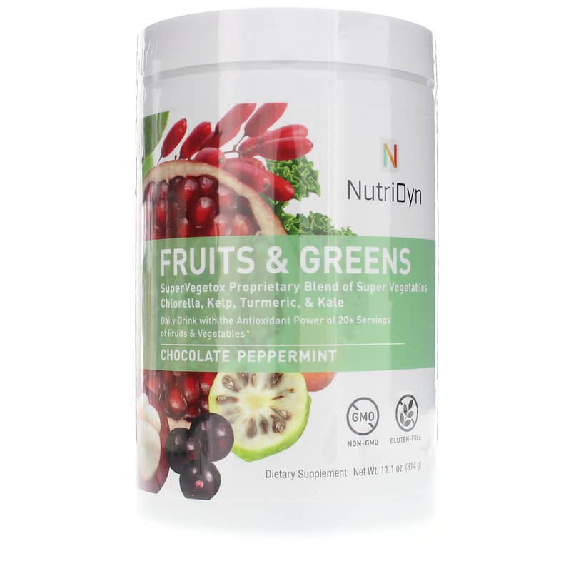 NutriDyn Fruits & Greens Daily Drink Chocolate Peppermint 27 Servings