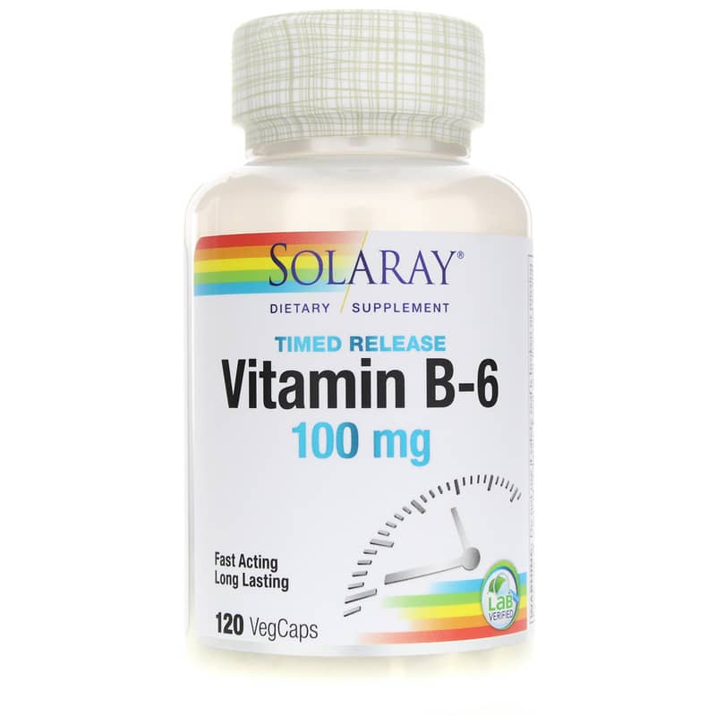 Solaray Vitamin B-6 100 Mg, Timed-Release Formula 120 Veg Capsules